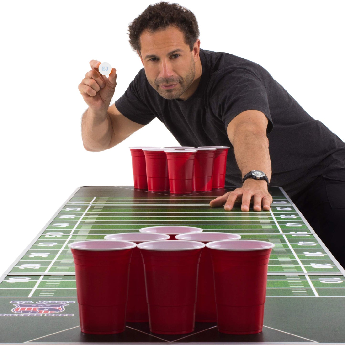 Evil Jared's Hasselhoff Premium Beer Pong Table Includes 6X Beer Pong Balls with Foam Holder | College Quality with Official Beer Pong Dimensions - College Table | American Football Field Table