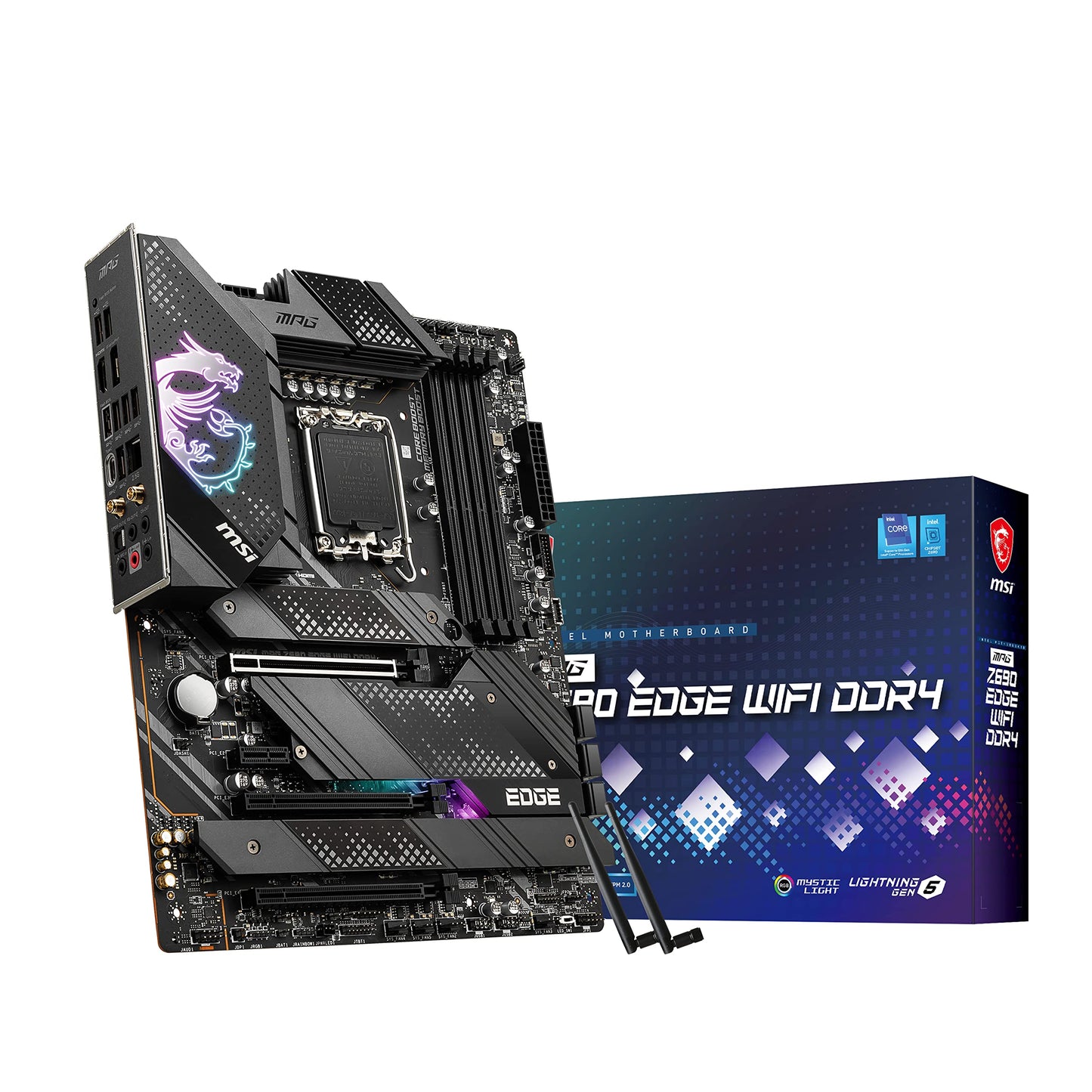 MSI MPG Z690 EDGE WIFI DDR4 Gaming motherboard ATX, supports Intel Core 12th Gen processors, LGA 170, Direct 16 Phase VRM 75A, Memory Boost 5200MHz/OC, 1 x PCIe 5.0 x16, 4 x M.2 Gen4, Wi-Fi 6.