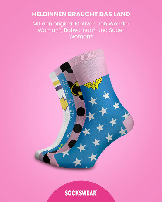 WOMEN OF DC | Original Advent Calendar | Wonder Woman & Co | 12 Pairs of Socks for Women | Christmas Calendar with Footies + Long Socks | Size 35-41