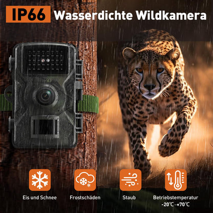 HSSNS Trail Camera, 60MP 4K Video Wildlife Camera, 0.1 Second Triggered IP66 Waterproof Trail Camera with Night Vision and Infrared Function for Animal Monitoring