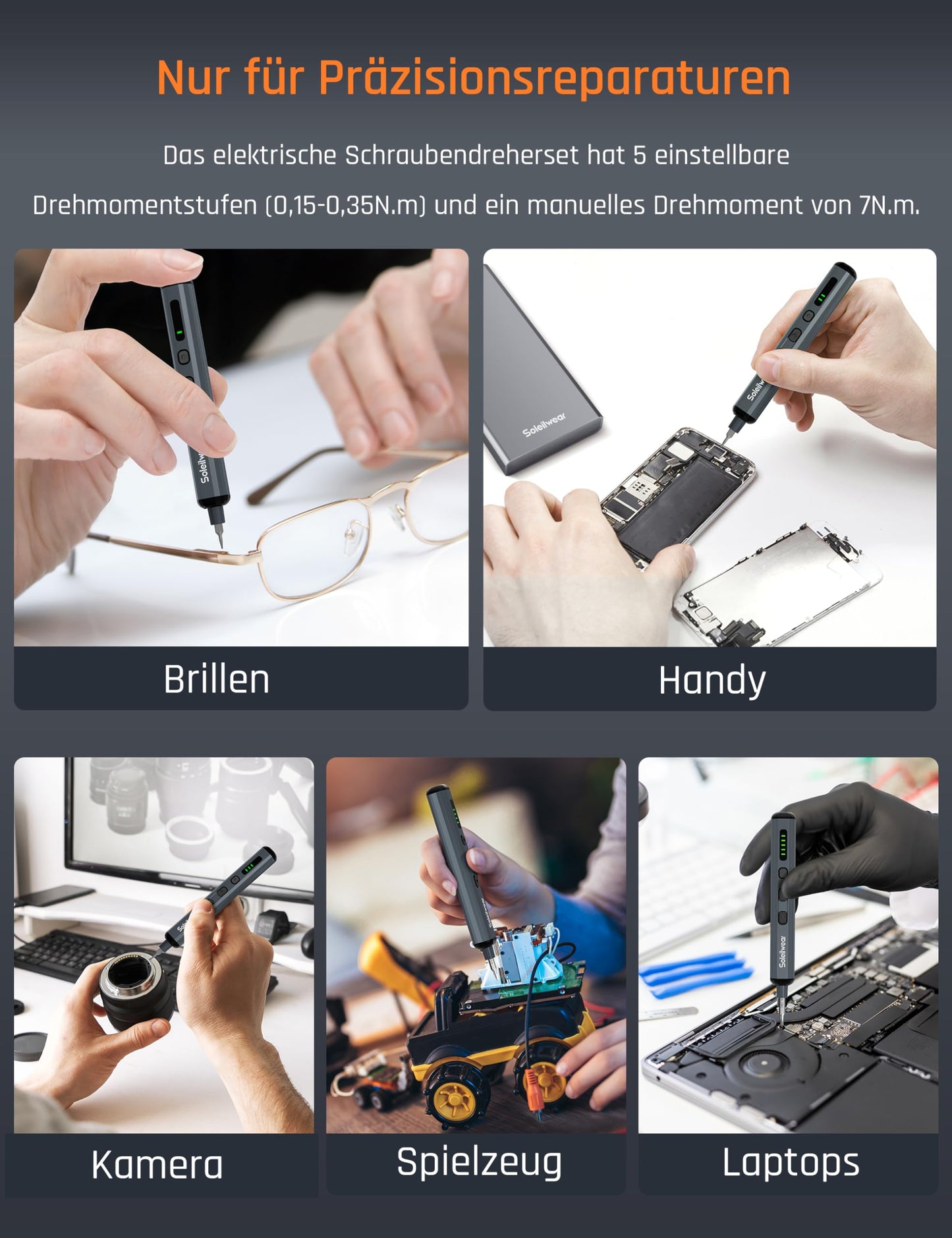 Mini electric screwdriver set, 70 in 1 battery screwdriver with 64 S2 magnetic steel bits, 5 torque settings, precision screwdriver kit suitable for repair for phone, laptop, camera, watches.