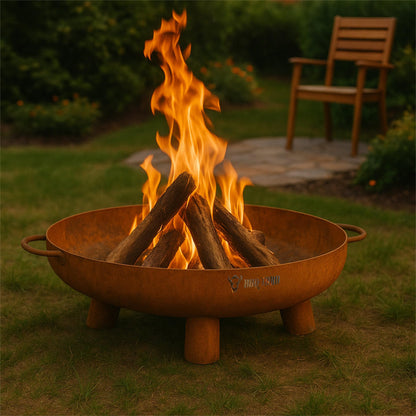 BBQ-Toro fire pit Ø 60 cm | Rust look | Outdoor fire pit with THREE legs and Two handles | Fire bowls for the garden, fire bowl, Garden Fire Pit, Fire Bowl, Fire Tub