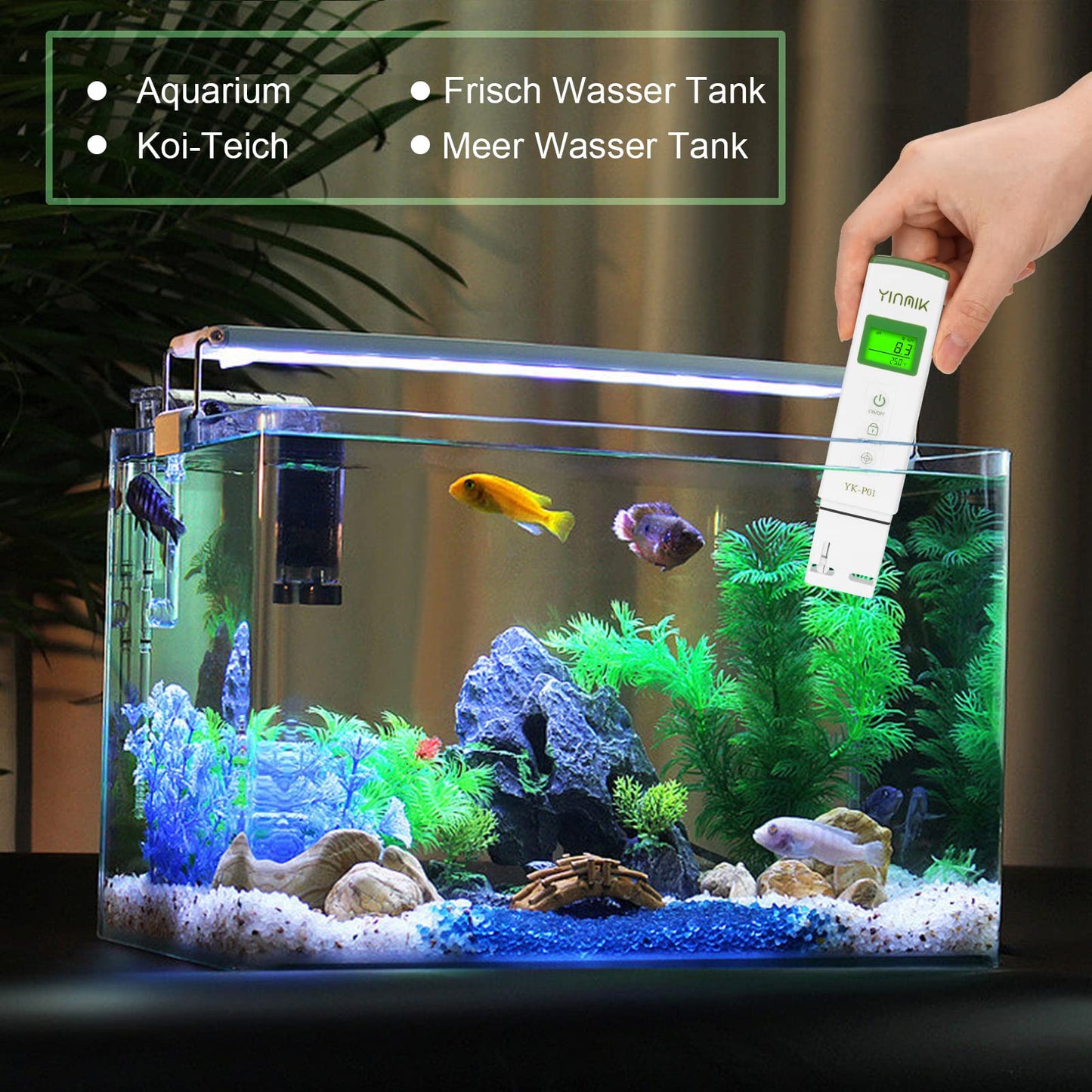 YINMIK Digital pH Meter and TDS Tester Set, TDS EC with a Horizontal Screen, ppm Meter Water, Pool pH Meter, TDS EC Meter for Drinking Water, Aquarium...