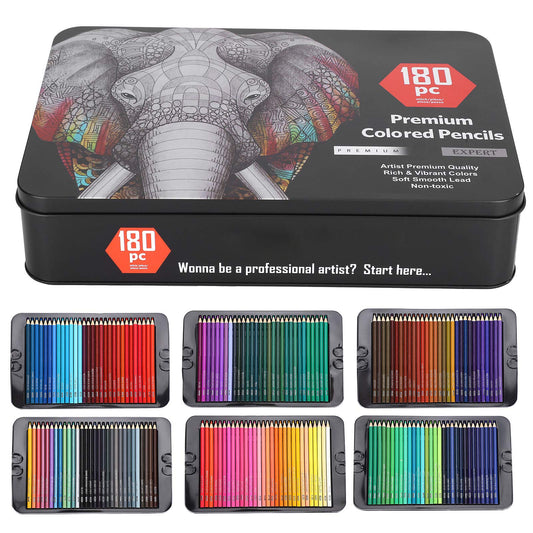 Atyhao 180pcs Colored Pencils with Metal Case for Artists Drawing Sketching Crafting Coloring Books Class Kids Students Gift Pencils