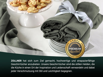 ZOLLNER 5-pack of cotton kitchen towels in 50x70 cm - super absorbent and durable - machine washable up to 60°C - in anthracite color - Gastronomy quality - Oeko Tex® certified