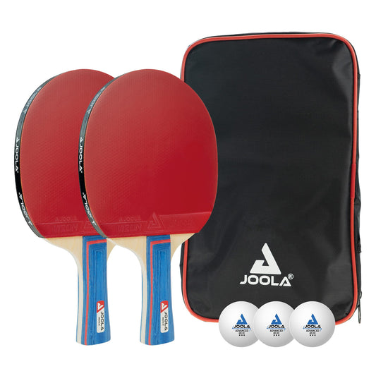 JOOLA 54820 Table Tennis Set Duo includes 2 table tennis rackets + 3 table tennis balls + 1 storage bag, multi-color, one size.
