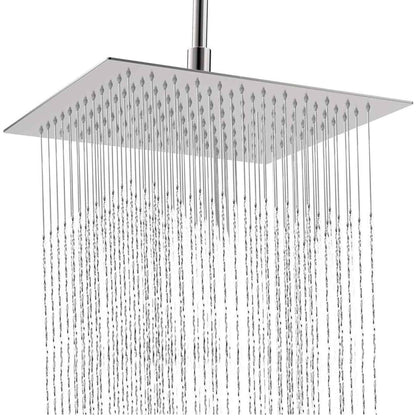 Millto™ Square Stainless Steel Shower Head Rain Shower 30x30 cm XXL | Rain Shower Head Large 12 Inch Shower Head Shower Fittings Anti-Limescale Square | Head Shower Chrome Ultra-Thin Water-Saving Shower Faucet