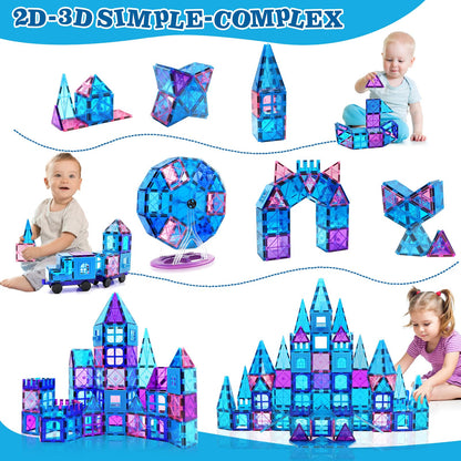 Magnetic building blocks 102 pieces Magnetic building toy for ages 3 years and up Magnets for kids Magnetic toys with Ferris wheel/2 cars Montessori children's toy for ages 3-9 years old Boy Girl Gifts