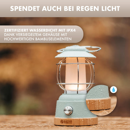 NATURE LOVER® Rechargeable camping lantern with power bank [LUX Secure+] IPX4 waterproof & dimmable - 5200mAh battery with 200h runtime for cozy evenings - LED tent light camping outdoor