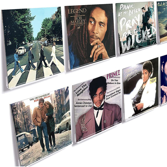 Vinyl wall mount, 8 PCS record wall mount for record storage, acrylic holder, vinyl holder for vinyl records, transparent record shelf, vinyl LP record stand