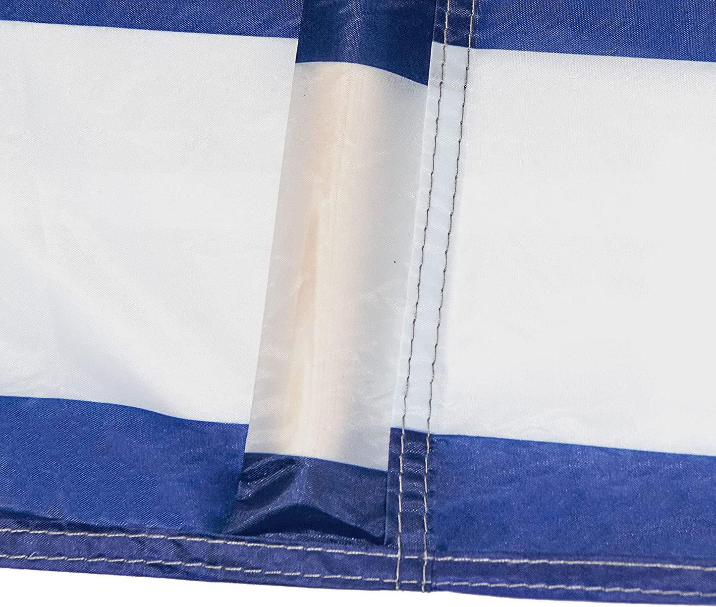 Idena - Blue-white windbreak incl. rubber mallet (white), with wooden poles, carrying strap and securing bands, 80 x 600 cm, privacy screen for beach, camping and garden (800 x 80 cm | incl. rubber mallet)