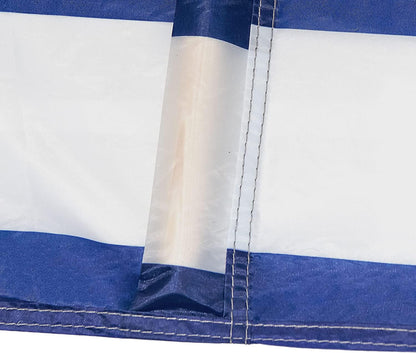 Idena - Blue-white windbreak incl. rubber mallet (white), with wooden poles, carrying strap and securing bands, 80 x 600 cm, privacy screen for beach, camping and garden (800 x 80 cm | incl. rubber mallet)