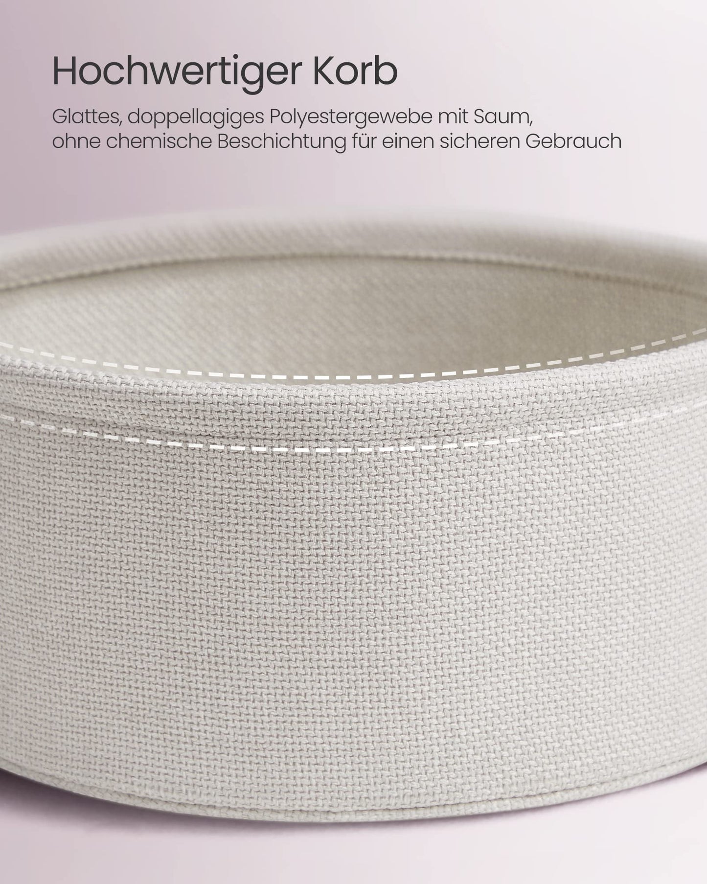 VASAGLE Round Side Table, Small End Table, Small Coffee Table, Living Room Table, Fabric Basket, Storage for Living Room Bedroom, Modern Nightstand, Pastel Pink-Cream White LET223R61