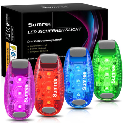 Sumree LED Blinking Backpack Safety Light 4-Pack, Clip-On Safety Light for Strollers, Running Lights, Pet Lights for Kids Backpacks, Dog Collar Lights, Cat Collars, Joggers, Strollers