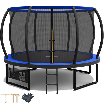 Devoko Trampoline Outdoor Ø 228/305/366/427 cm, GS certified, Kids trampoline with safety net, Round giant trampoline with ladder and shoe bag