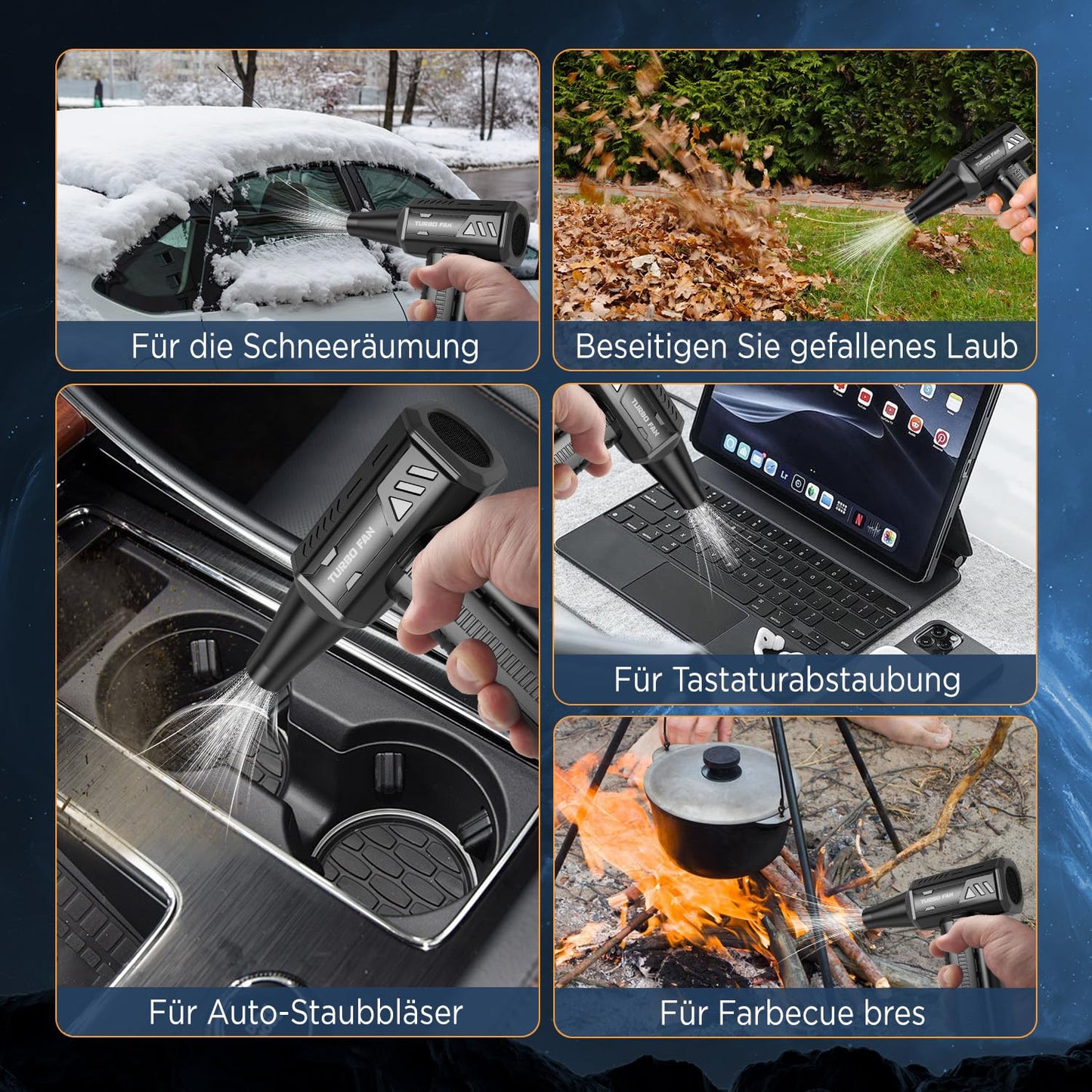 Air duster, 180,000 RPM, cordless, electric, 7500 mAh, rechargeable, brushless motor blower, 3-speed adjustable turbo fan duster for computer, car.