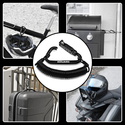 KOHLBURG 180cm extra-long combination lock for the bag - 3mm thick cable lock for use as stroller lock, helmet lock, snowboard lock & ski lock - mini road bike & bicycle lock with combination code
