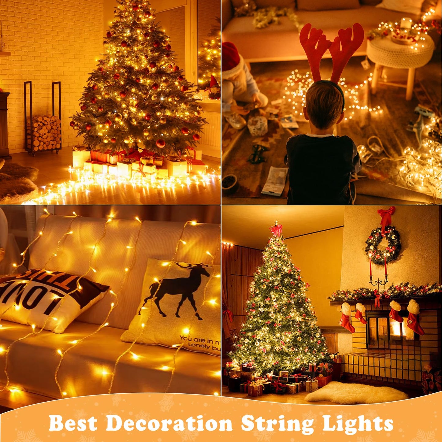 Elegear 2000 LEDs String Lights Outdoor 50M Christmas Lights Powered by Electricity Christmas Decor 8 Modes Warm White LED String Lights for Indoor Outdoor New Year Christmas Tree Party Hotel Garden Wedding