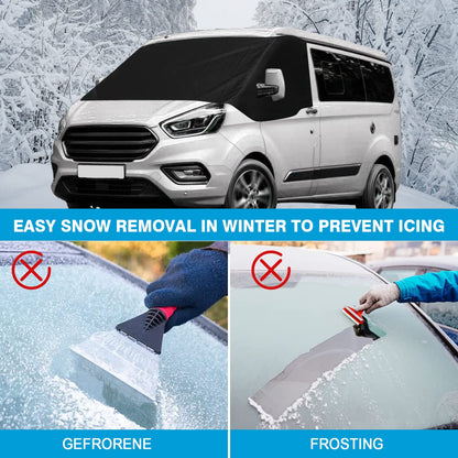 LIROPAU Front Windshield Wrap Cover Replacement Compatible with All Ford Transit Custom, Car Windshield Cover, Front Windshield Window Sunshade Auto Front Windshield Weatherproof Curtain Camping