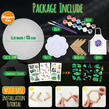 Soccer gifts for boys, DIY 3D soccer lamp painting kit, art supplies crafting kit for kids, soccer gifts for boys, toys, girls birthday gift, Easter gift