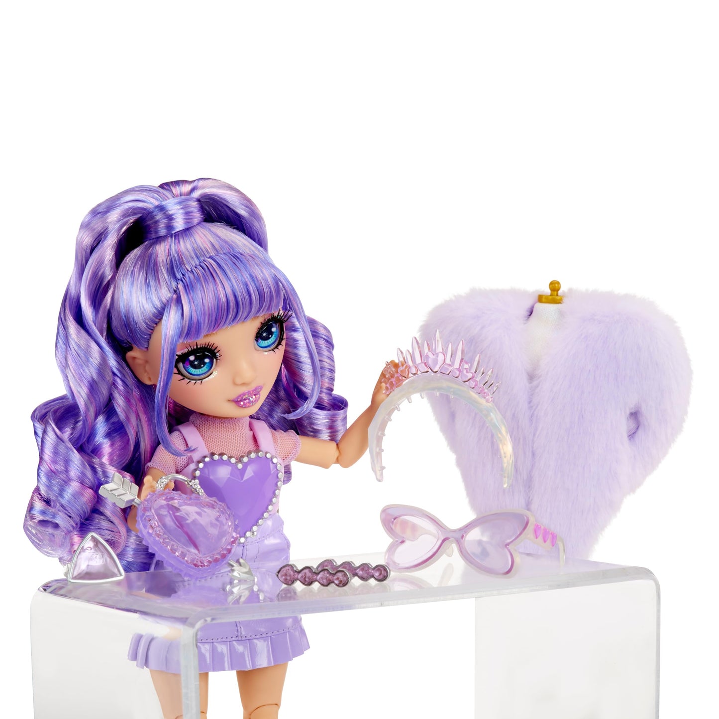 Rainbow High Creative Crystals Violet - Purple 11 inch fashion doll with Make It Kit for crystal accessories, ring for you, crafting, resin playset, gift for kids ages 8, Not EDIBLE.