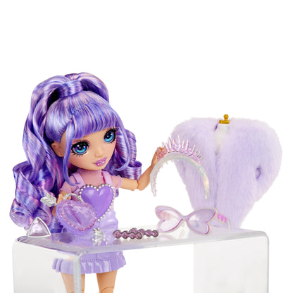 Rainbow High Creative Crystals Violet - Purple 11 inch fashion doll with Make It Kit for crystal accessories, ring for you, crafting, resin playset, gift for kids ages 8, Not EDIBLE.