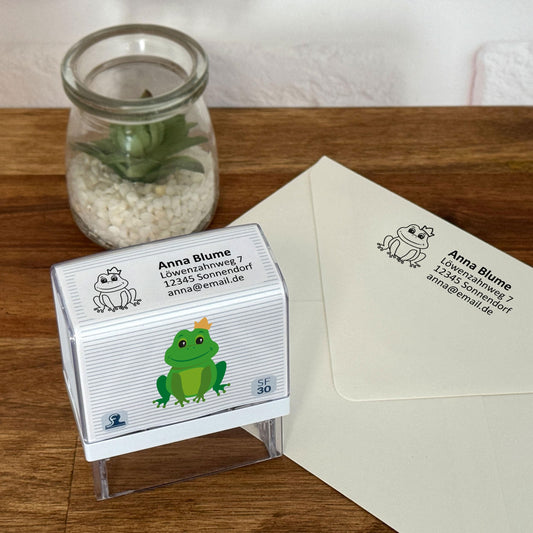 stamp factory children's stamps name stamps/personalized address stamps - stamps for children with design "frog" for students/school and kindergarten as a gift
