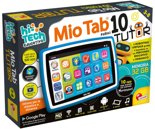 Lisciani Games LISCIANI-My Tab 10 Inch Tutor XL 2022, Kids 3-6 Years, Autonomous, Sensory Skills, Hand-Eye Coordination, Multicolor, 97043