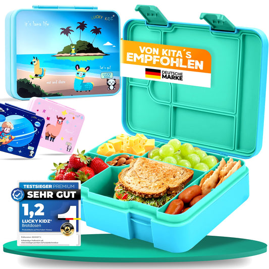 LUCKY KIDZ© Lunchbox for kids with compartments, Bento Box, Leak-proof & BPA free, Snack box, Lunch box, Bread box, Breakfast box, Bentobox
