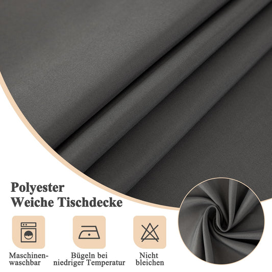 Moonooda tablecloth Dark Grey Washable, 140X300cm Tablecloths Tablecloth made of polyester, Resistant to water with lotus effect, Durable Scratch-resistant for home, weddings, parties