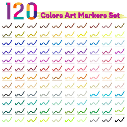 Halobios 120 Colors Dual Brush Pen Set, felt tip pens for kids and adults, coloring books, sketching, drawing, calligraphy, greeting cards - gift set