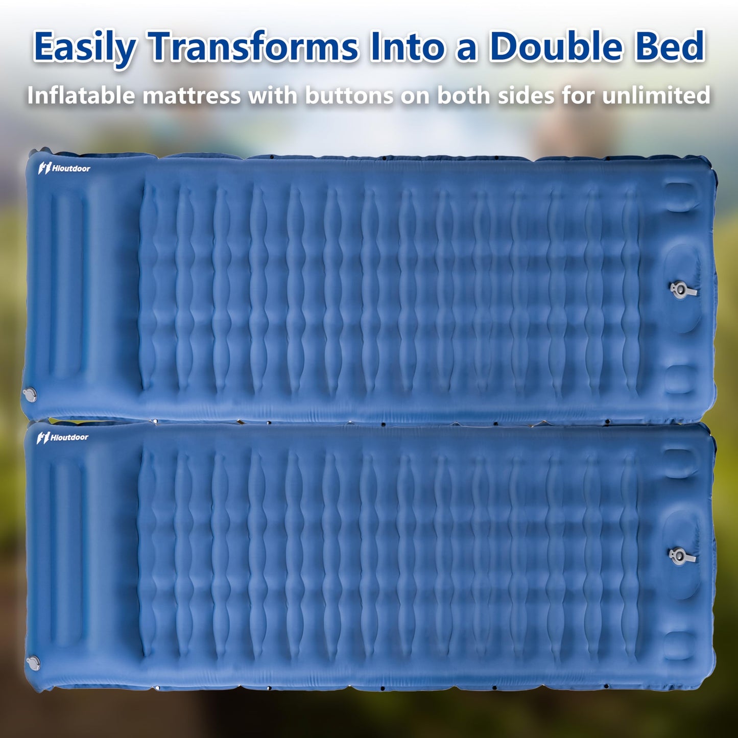 Hioutdoor self-inflating sleeping pad [Requires foot inflation] Camping 12CM Thickened Ultralight Inflatable Outdoor Mat with Foot Pump for Traveling Hiking Waterproof Tent Backpack Blue