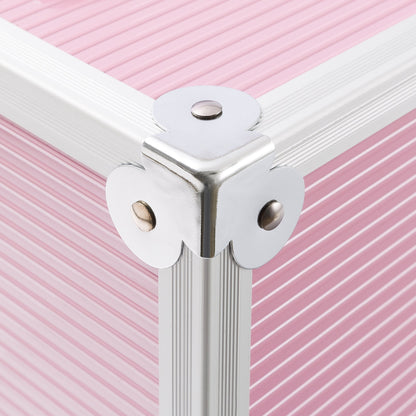 Arebos cosmetic case | 26L | with carrying strap | 13 compartments | aluminum | with lock & key | fold-out shelves | customizable with 8 dividers | 39 x 36 x 23 cm | Pink.