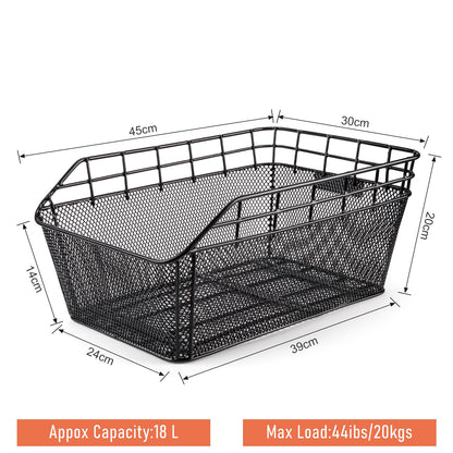 CXWXC Rear Bicycle Basket with Cargo Net and Thick Padding for Bicycle, Thick Padding Bag for Bicycle, Electric Bicycle (CX-HT-193-EU)