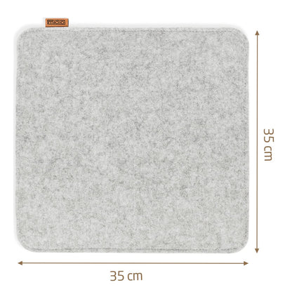 Miqio Design felt seat cushions rectangular with anti-slip knobs | 35cm | 4-pack | Indoor and outdoor | Sustainable made from recycled PET bottles | Washable chair cushions non-slip | Light grey