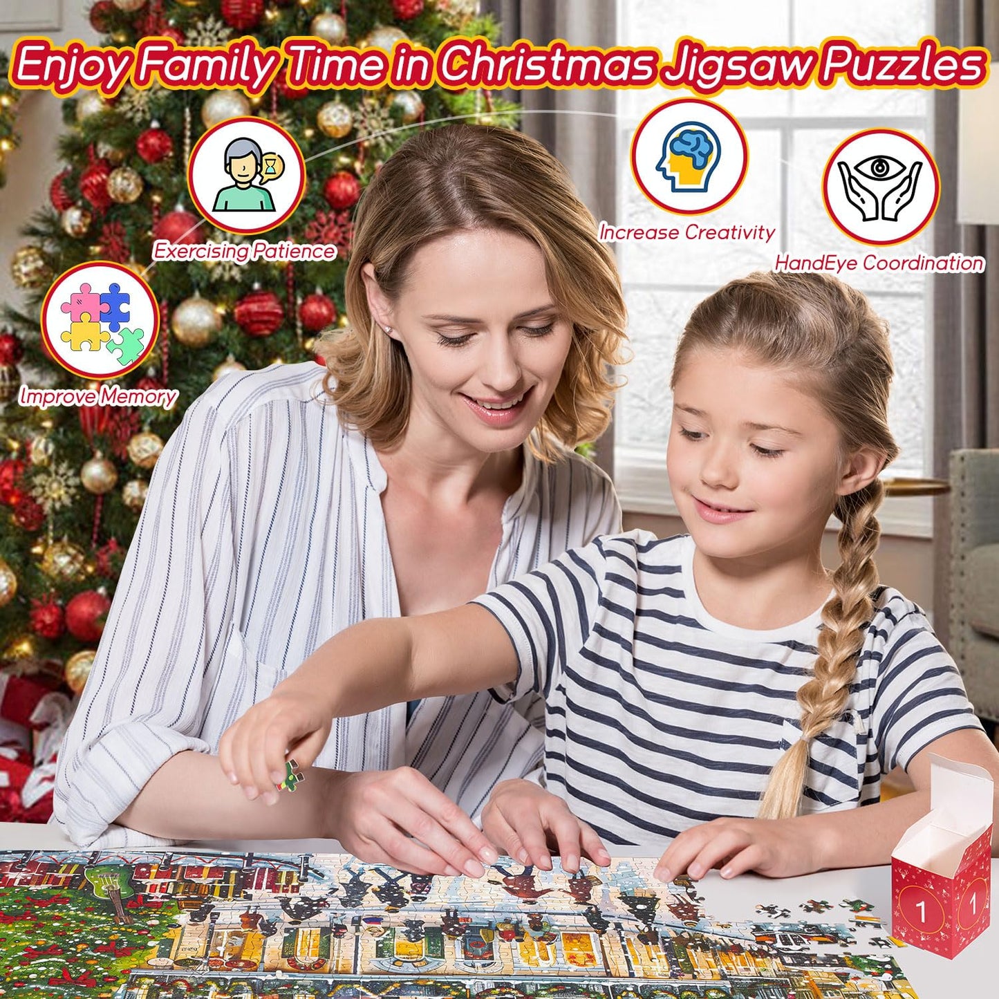 Puzzle Advent Calendar 2024 for kids and adults - 24 days Christmas calendar countdown with 1008 pieces Christmas puzzles, Christmas gifts for boys, girls, women, and men.