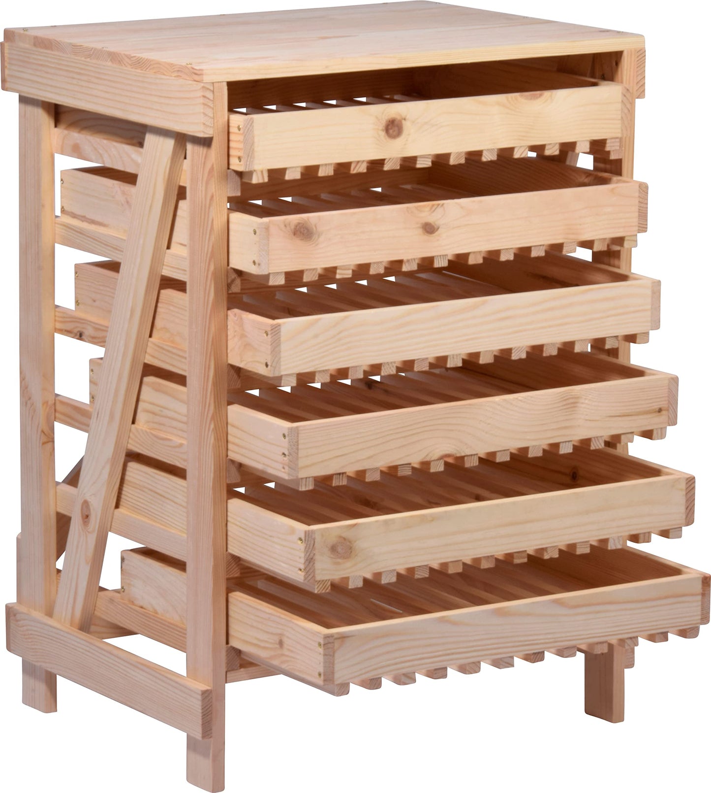 dobar® Green Label 29024FSCe apple crate with 6 drawers | Solid wood fruit crate | Food storage rack | Apple box | Fruit box | 51 x 40.5 x 70.5 cm | Solid pine natural