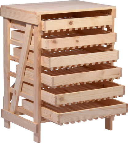 dobar® Green Label 29024FSCe apple crate with 6 drawers | Solid wood fruit crate | Food storage rack | Apple box | Fruit box | 51 x 40.5 x 70.5 cm | Solid pine natural