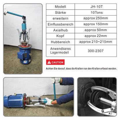AMZCNC Hydraulic Bearing Puller Integral 10T Hydraulic Puller Kit Crankshaft Pulley Puller Suitable for Hubs/Flanges/Gears/Bearings (10 Ton Pulling Force)