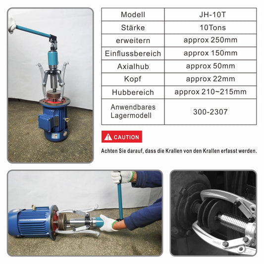 AMZCNC Hydraulic Bearing Puller Integral 10T Hydraulic Puller Kit Crankshaft Pulley Puller Suitable for Hubs/Flanges/Gears/Bearings (10 Ton Pulling Force)