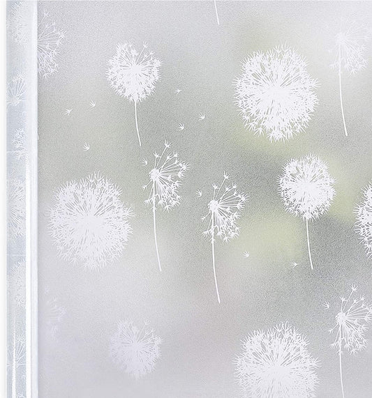 Homein window film privacy film window frosted film dandelion static cling film decorative film window pictures privacy from outside sun protection film for bathroom kitchen office 90 x 400 cm