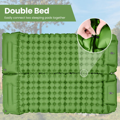 ROPODA self-inflating camping mat with pillow, ultralight inflatable sleeping pad with foot pump, waterproof sleeping mat for outdoor, camping, hiking (green)
