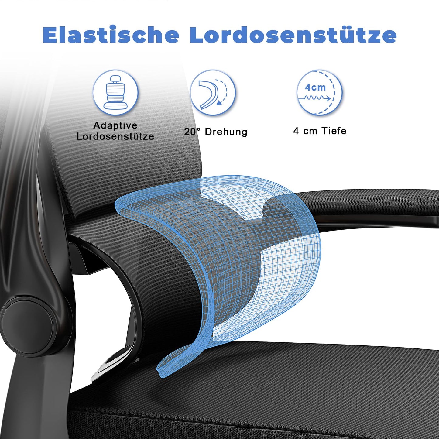 Naspaluro office chair, Ergonomic desk chair with adjustable headrest, armrests, dynamic lumbar support, swivel chair with breathable mesh cover for home office, black.