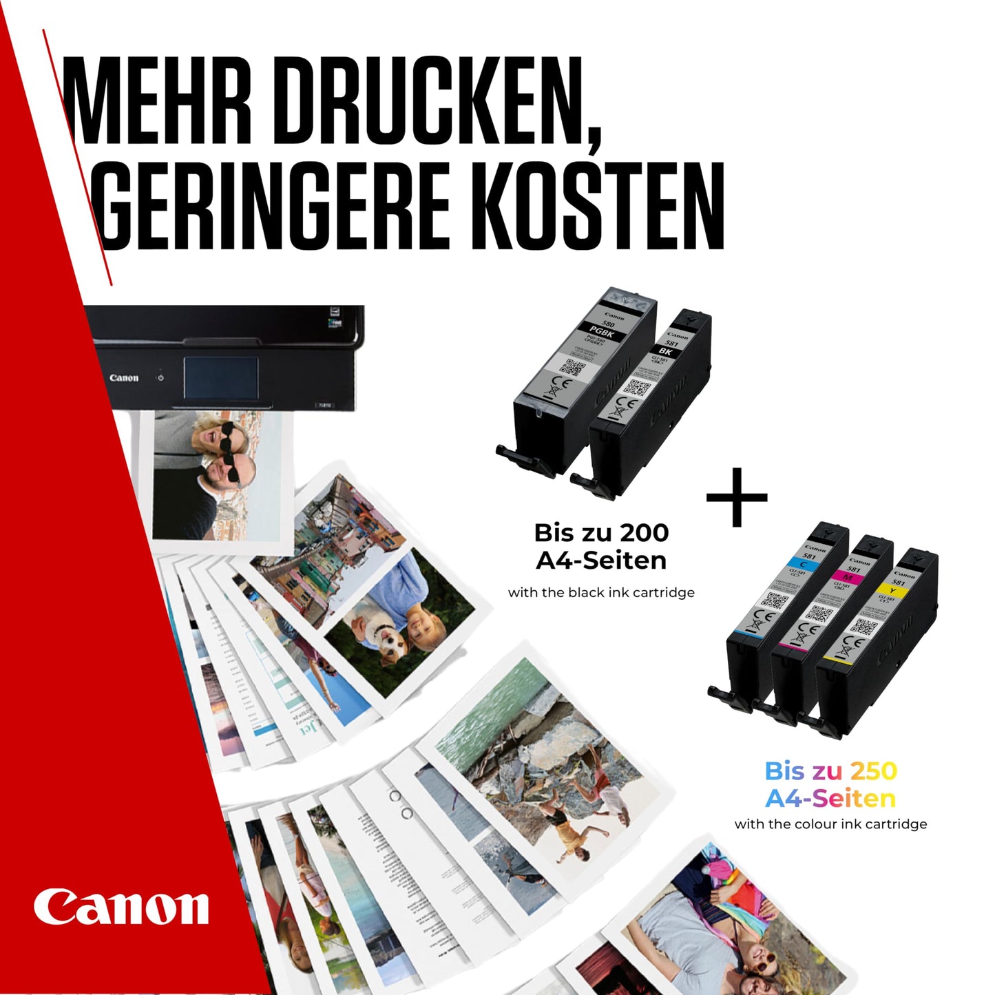 Canon Ink Multipack - PGI-580/CLI-581 Original Printer Ink Cartridges 5-Pack (1 x Black, 1 x Cyan, 1 x Magenta, 1 x Yellow & 1 x Black printer cartridges)