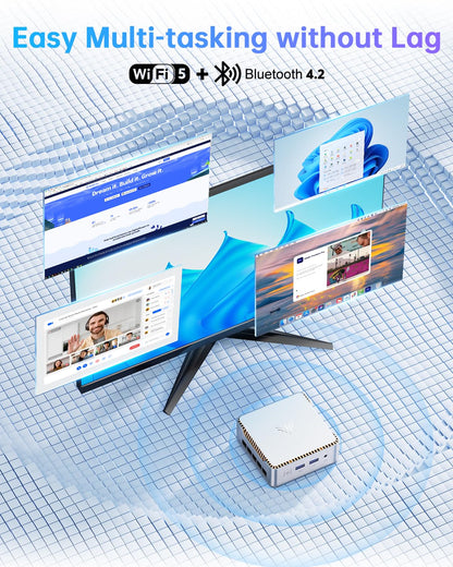 NiPoGi Essenx E2 Mini PC W-11 Pro, Intel Alder Lake-N97 (up to 3.6 GHz), 16GB DDR4 512GB M.2 SSD Mini Desktop Computer, Dual-WiFi, HDMI, DP, 4K Dual-Display Micro-PC with VESA for School/Office/Home.