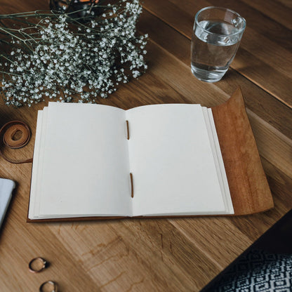 Moonster leather notebook with embossed heart design A5 size 240 pages of blank acid-free cotton paper. Handmade retro journal, sketchbook, hand-lettering book, photo album.