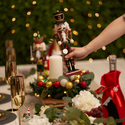 THE TWIDDLERS 2 Large Nutcracker Christmas Figures made of wood, 30cm - Traditional Christmas decor High-quality pine wood, indoor Christmas decorations, Classic ornaments & movable parts