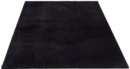 The carpet Relax Modern Fluffy Short Pile Rug, Anti-Slip Bottom, Washable up to 30 degrees, Super Soft, Fur Look, Black, 200 x 290 cm