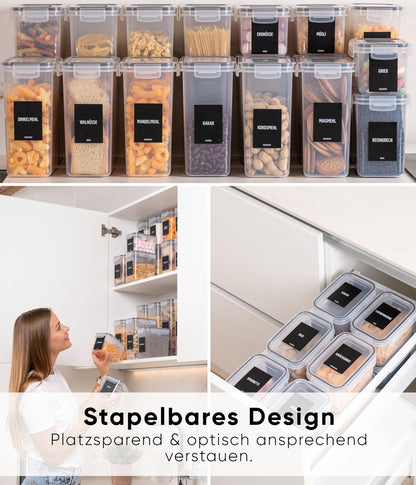 Deco haus® 24-piece set of airtight storage containers with lids - kitchen storage box with lid - kitchen storage containers for pasta, cereals, flour.