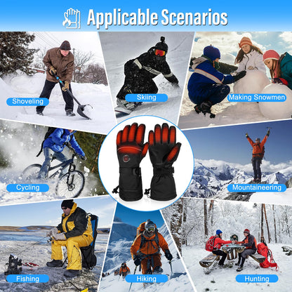 Heated gloves, 5V 6000mAh Electric USB Rechargeable Heated Gloves for Women Men, 3 Heat Settings Waterproof Touchscreen Gloves for Winter Sports - Motorcycle, Skiing (L)